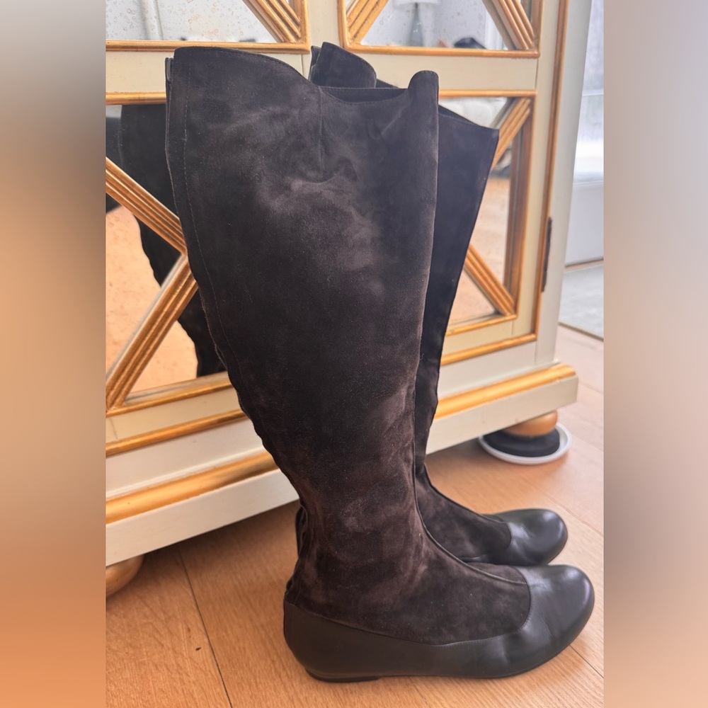 Lanvin Dark Brown Suede Over the Knee Boots